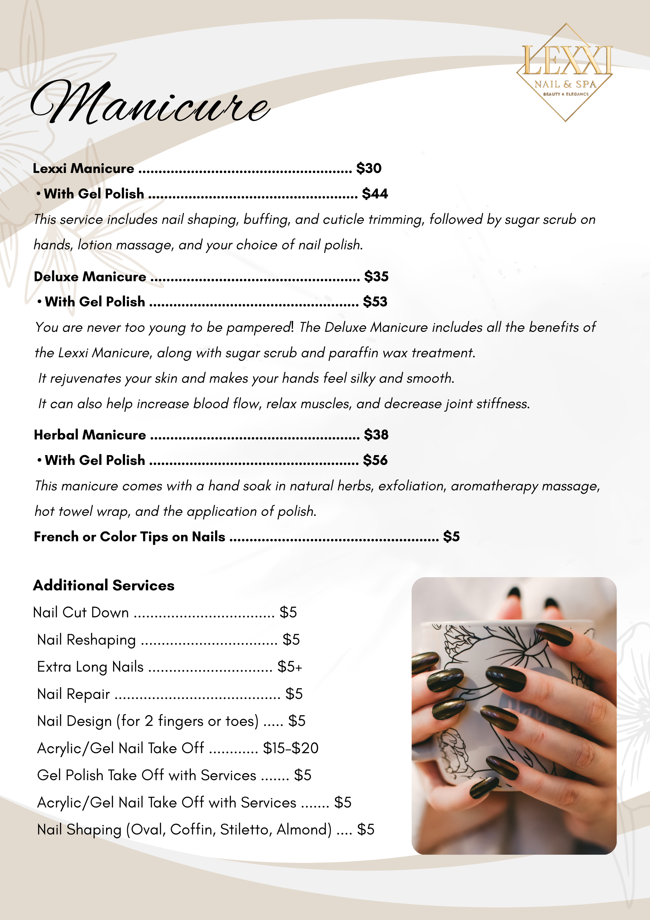 Lexxi Nails & Spa menu — Manicure